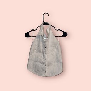 M ZARA white open back halter top